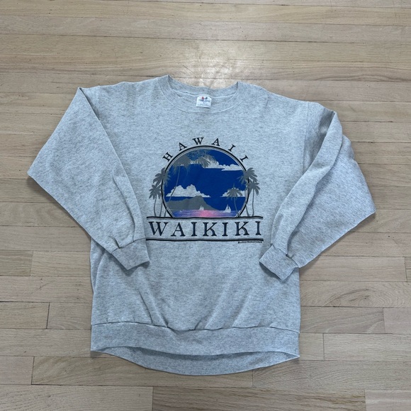 Vintage 1991 Waikiki Hawaii Crewneck TEE JAYS Single Stitch Large - Picture 1 of 5